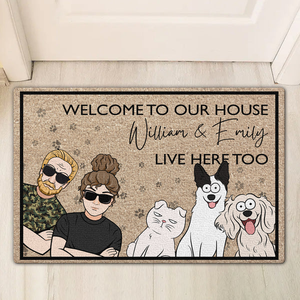 Welcome To Our House - Gift for Dog Lovers - Personalized Custom Doormat