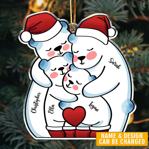 Christmas Bear Family - Personalized Acrylic Ornament