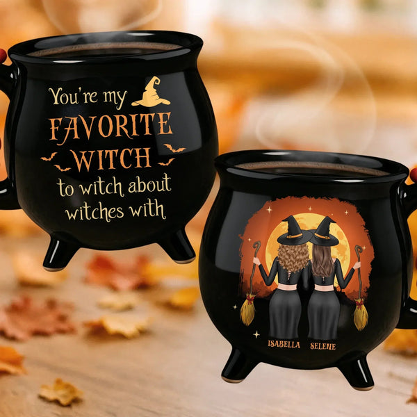 Custom 12oz Ceramic Cauldron Coffee Mug - Personalized Halloween Witchy Gifts For Besties, Sisters, BFF, Family, Yourself - Best Witches Forever - Pawesome House