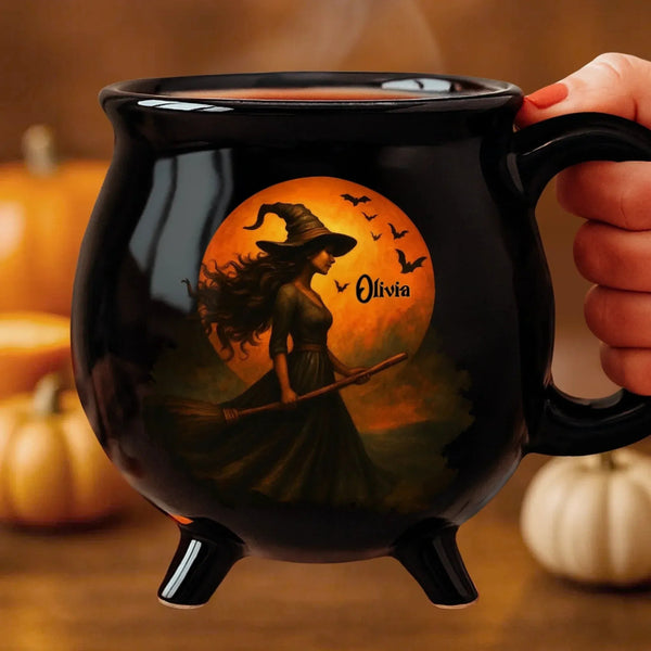 Custom Witch Cauldron Coffee Mug - Personalized Halloween Witchy Gifts For Besties, Sisters, BFF, Family, Yourself - Witching You A Wicked Brew - Pawesome House