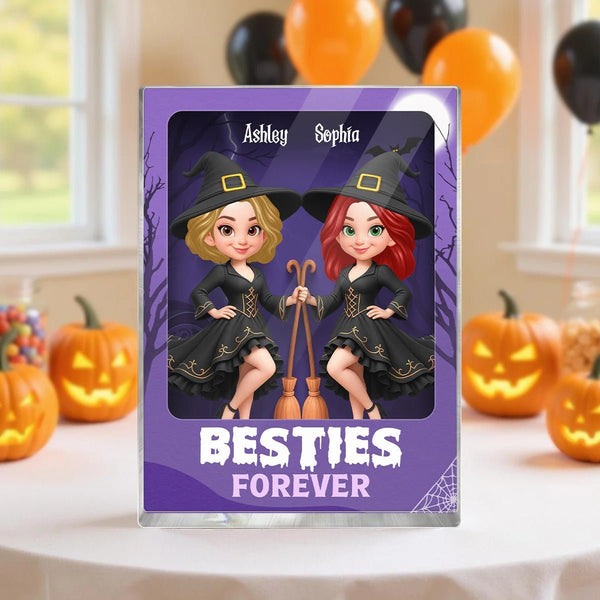 Halloween Witch Besties Sisters In Toy Box 3D Effect Action Figure Personalized Acrylic Block - Pawesome House