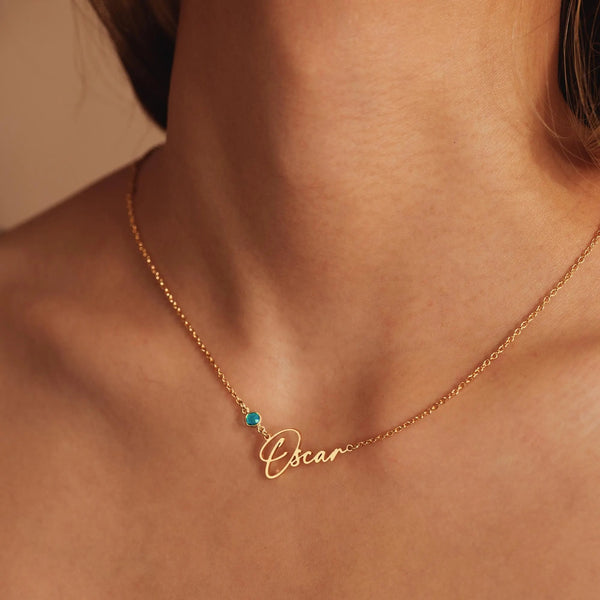 Geschenk zum Muttertag mit gravierten Namen - Personalisierte Kreisanhänger mit Geburtsstein-Perlen Halskette