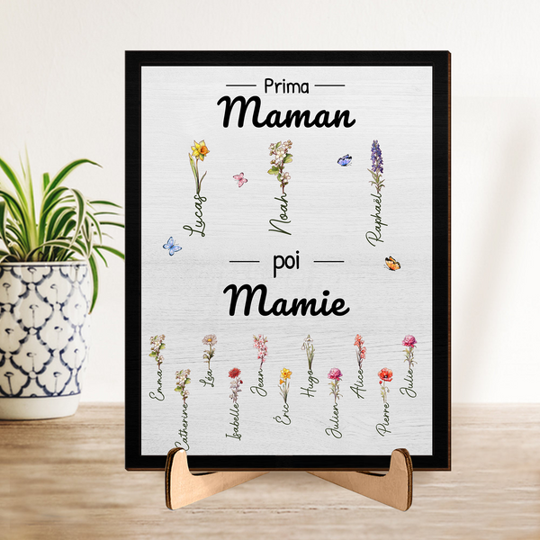 Geschenk für Oma von Mama - Personalisiertes, zweilagiges Holzschild mit Ständer - Einweihungsgeschenk für Mama, Oma