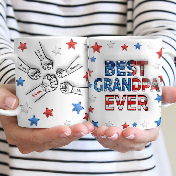 Bester Papa aller Zeiten – Geschenk für Vater, Opa – personalisierte weiße Tasse von Rand zu Rand