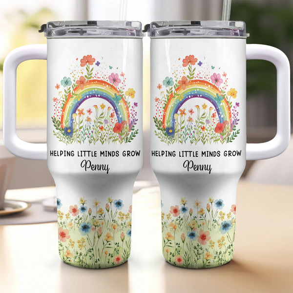 Helping Little Minds Grow - Personalized 40oz Tumbler With Straw and Lid
