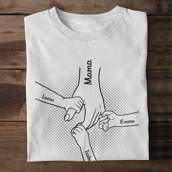 Main dans la main, je te protégerai toujours - T-shirt unisexe personnalisé personnalisé pour la famille - Cadeaux de la fête des mères pour maman