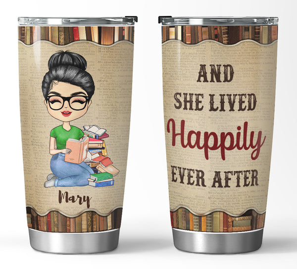 Une fille qui aime lire - Tumbler personnalisé de 20 oz - Cadeau de lecture