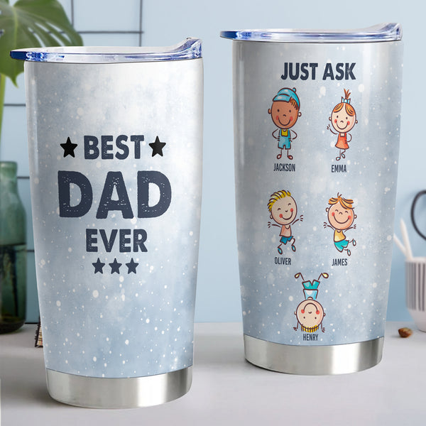 Bester Papa aller Zeiten, fragen Sie einfach – personalisierter 20oz-Becher – perfektes Vatertagsgeschenk für Väter