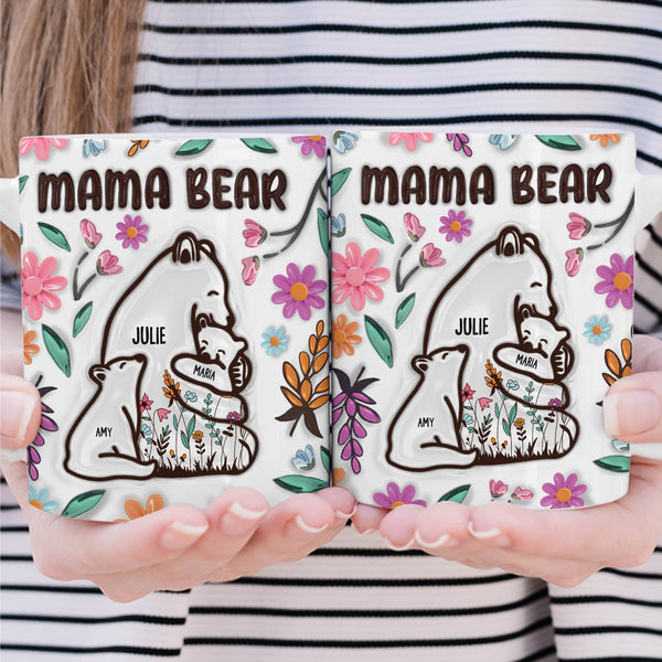 Mama Bär – Geburtstag, liebevolles Geschenk für Mama, Mutter, Oma, Großmutter – personalisierte weiße Tasse von Rand zu Rand
