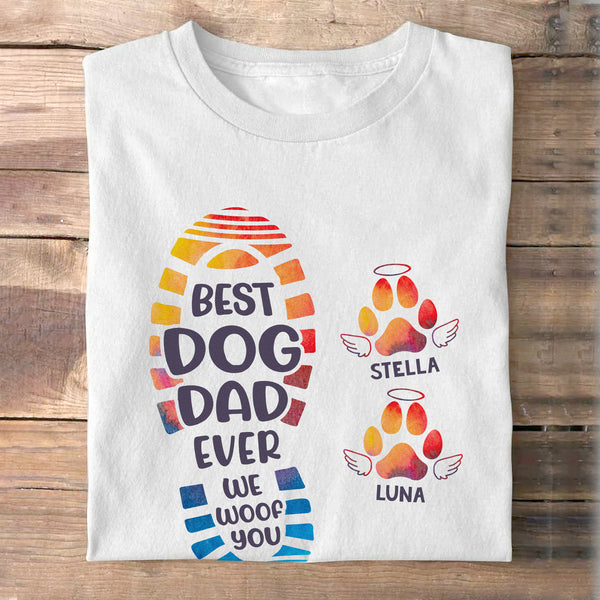 Happy Father's Day To The Best Dog Dad Paw Print - Father's Day, Independence Day, 4th Of July, Gift For Pet Owners, Pet Lovers - Personalized Custom T-Shirt Hoodie Sweatshirt