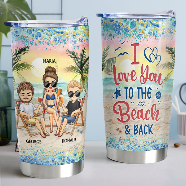 Je t'aime à la plage et au dos meilleurs amis - Gobelet personnalisé de 20 oz - Cadeau Bestie BFF