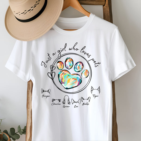 Juste une fille qui aime les animaux de compagnie - Cadeau pour les propriétaires d’animaux de compagnie, les amoureux des animaux de compagnie - Chien et chat personnalisé T-shirt unisexe personnalisé, sweat à capuche, sweat-shirt