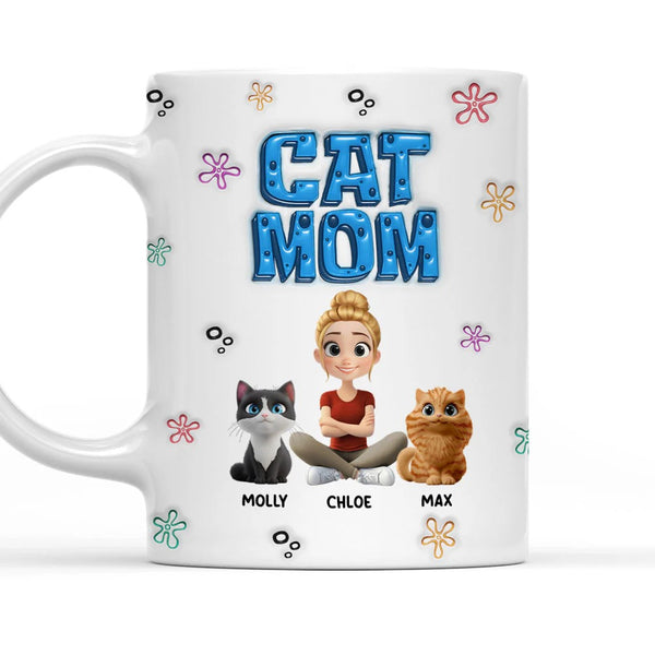 Tenir la main de maman - Fête des Mères, cadeau pour maman, grand-mère - Mug accent personnalisé avec effet 3D gonflé imprimé