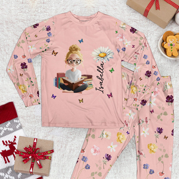 Birth Flower Book Lovers - Personalized Pajama Set