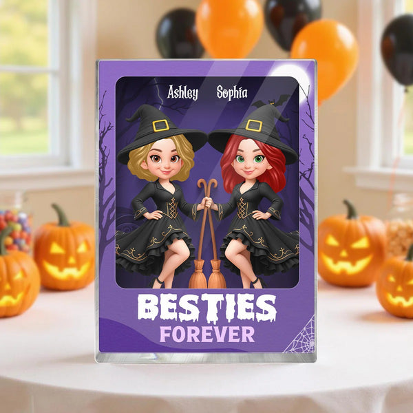 Halloween Witch Besties Sisters In Toy Box 3D Effect Action Figure Personalized Acrylic Block