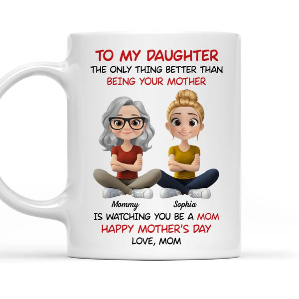 Tenir la main de maman - Fête des Mères, cadeau pour maman, grand-mère - Mug accent personnalisé avec effet 3D gonflé imprimé