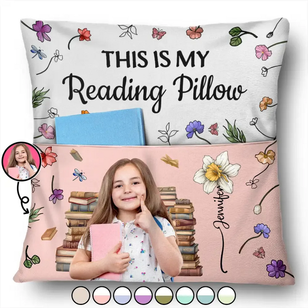 Custom Photo This Is My Reading Pillow - Personalized Pocket Pillow (Insert Included)