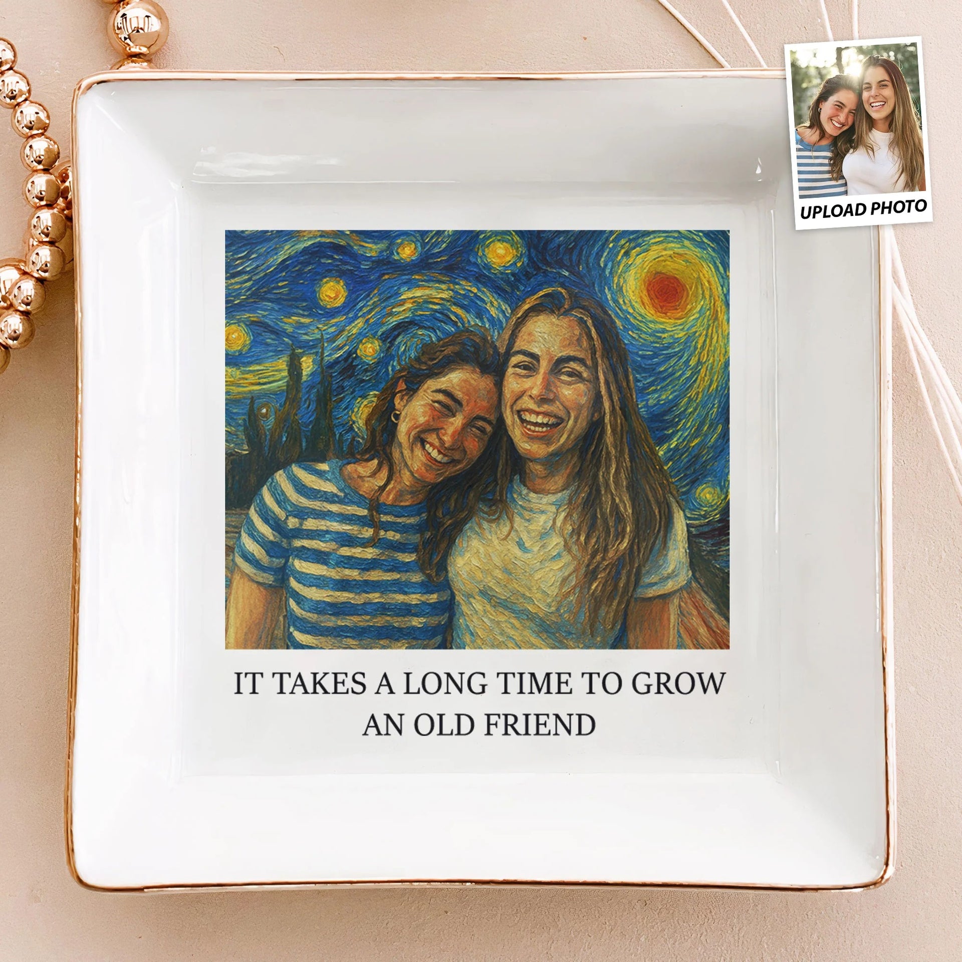It Takes A Long Time To Grow An Old Friend Van Gogh Art - Personalized Photo Jewelry Dish 商品缩略图