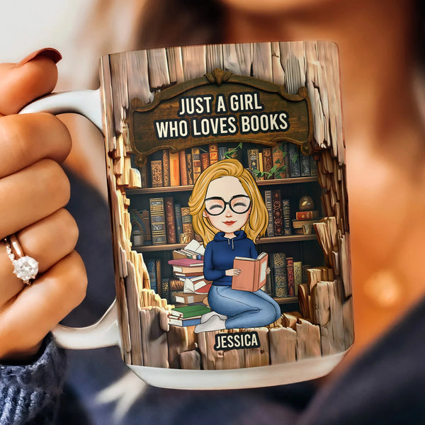Just A Girl Who Loves Books - Personalized Mug - Christmas Gift For Daughter