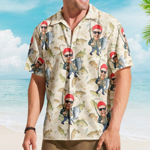 Fishing Man - New Version - Personalized Photo Hawaiian Shirt