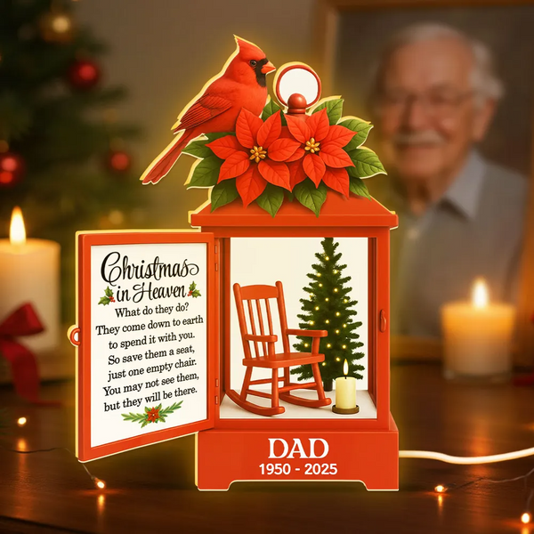 Christmas In Heaven Cardinal - Personalized Light Box - Meaningful Sympathy Memorial Keepsake