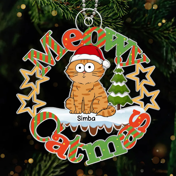 Meowy Catmas Funny Cat Personalized Acrylic Ornament