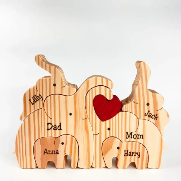Wood Elephant Family Puzzle
