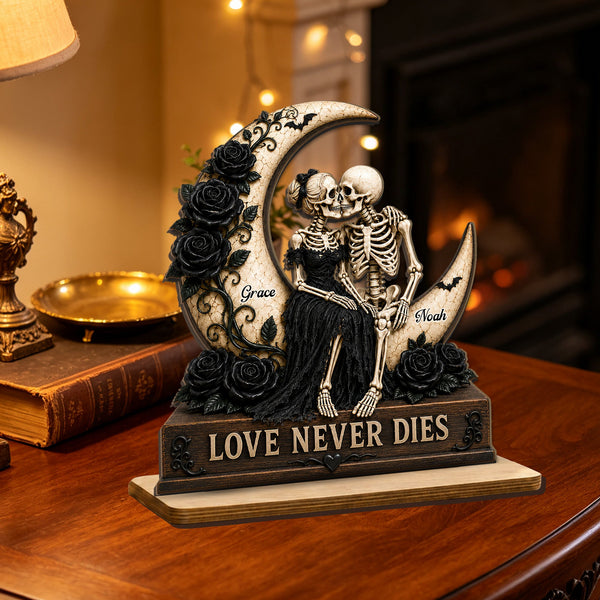 Personalized 2-Layered Wooden Plaque – “Till Death Do Us Part” Skeleton Couple Halloween Decor - Pawesome House