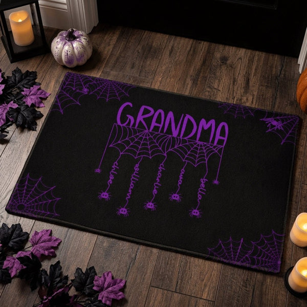 Personalized Halloween Doormat - Grandma Spooky Spiders Web Design - Pawesome House