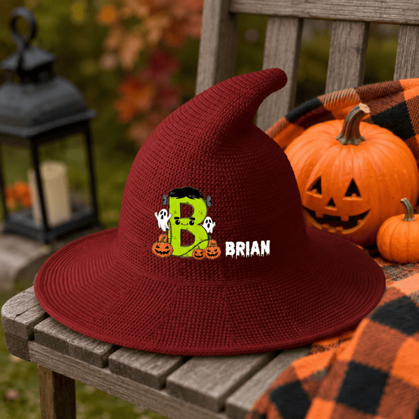 Personalized Halloween Hat for Kids - Custom Initial Letter Witch Hat - Pawesome House