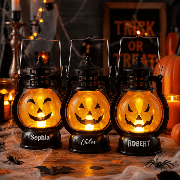 Personalized Halloween Pumpkin Light - Pumpkin Face Family Design, Custom Night Lamp - Pawesome House