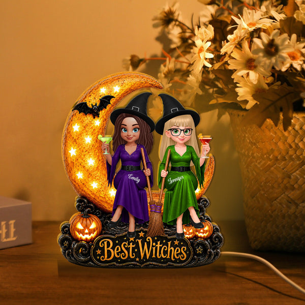 Personalized Light Box – Witch Besties on Moon Halloween Decor Gift - Pawesome House