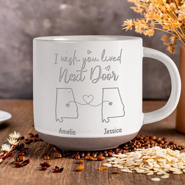 I Wish We Lived Closer - Personalized Custom Pottery Mug - Gift For Best Friends, BFF, Sisters, Bestie