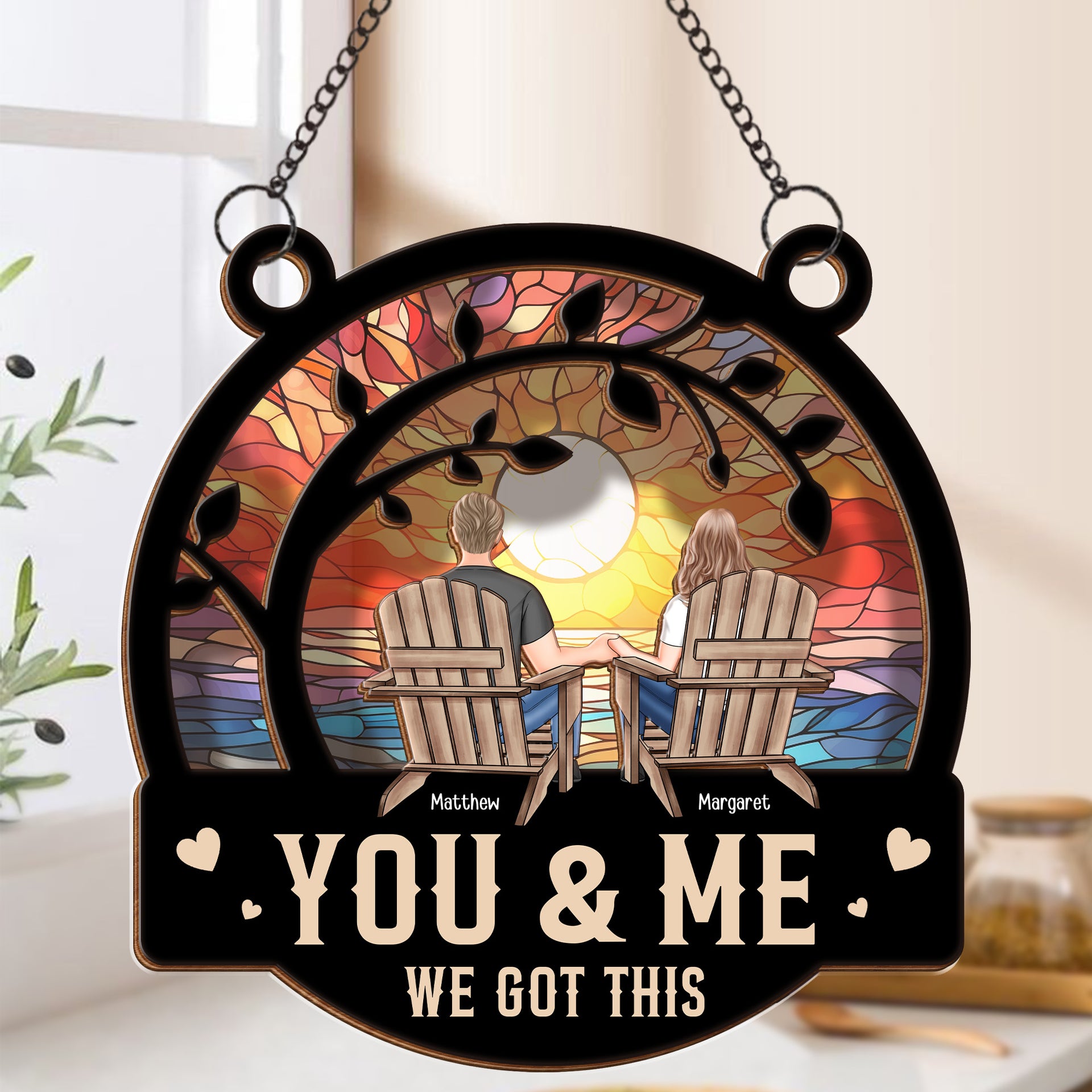 You And Me We Got This - Anniversary Gifts - Personalized Window Hanging Suncatcher Ornament - 6" 商品缩略图